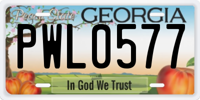 GA license plate PWL0577