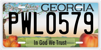 GA license plate PWL0579