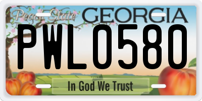 GA license plate PWL0580