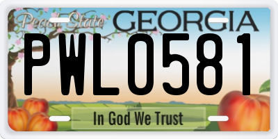 GA license plate PWL0581