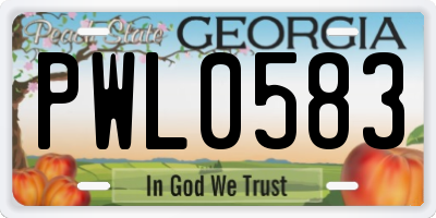 GA license plate PWL0583