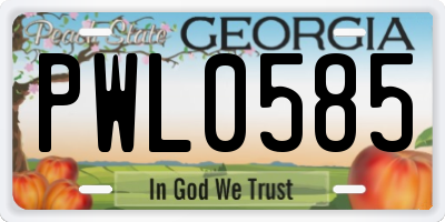 GA license plate PWL0585