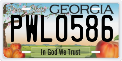 GA license plate PWL0586