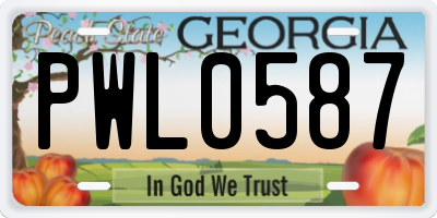 GA license plate PWL0587