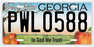 GA license plate PWL0588