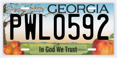 GA license plate PWL0592