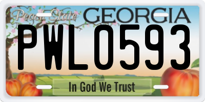 GA license plate PWL0593