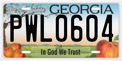 GA license plate PWL0604
