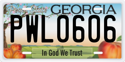 GA license plate PWL0606