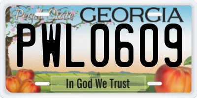 GA license plate PWL0609