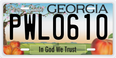 GA license plate PWL0610