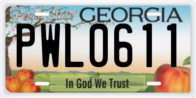 GA license plate PWL0611