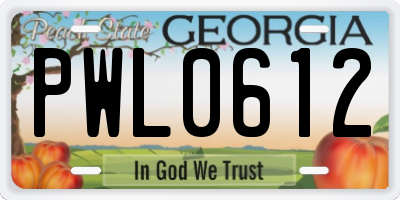 GA license plate PWL0612