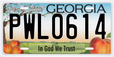 GA license plate PWL0614