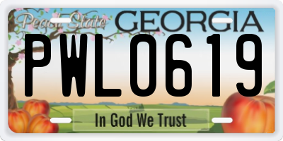 GA license plate PWL0619