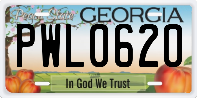 GA license plate PWL0620