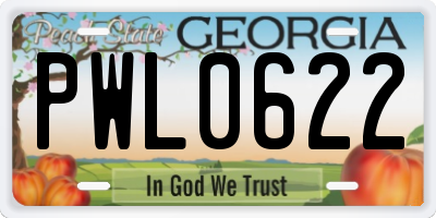 GA license plate PWL0622