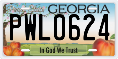 GA license plate PWL0624