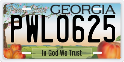 GA license plate PWL0625