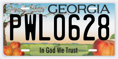 GA license plate PWL0628