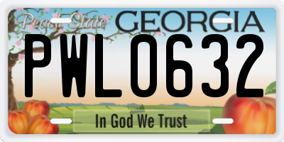 GA license plate PWL0632