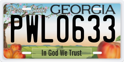 GA license plate PWL0633