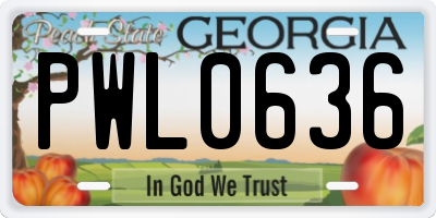 GA license plate PWL0636