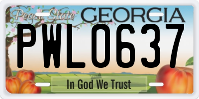 GA license plate PWL0637