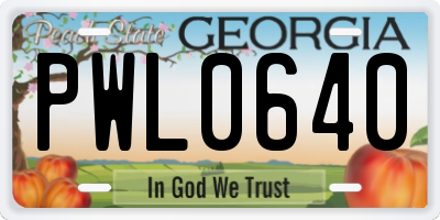 GA license plate PWL0640