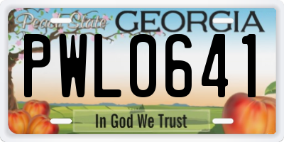 GA license plate PWL0641