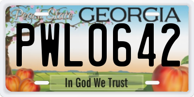 GA license plate PWL0642