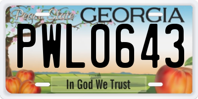 GA license plate PWL0643
