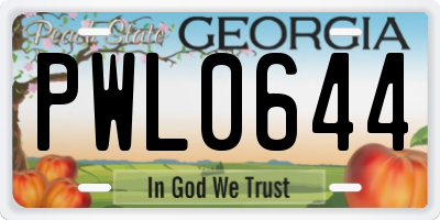 GA license plate PWL0644