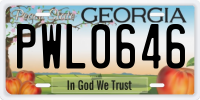 GA license plate PWL0646