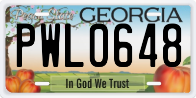 GA license plate PWL0648