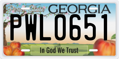 GA license plate PWL0651