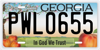 GA license plate PWL0655