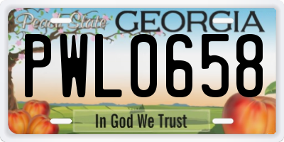GA license plate PWL0658
