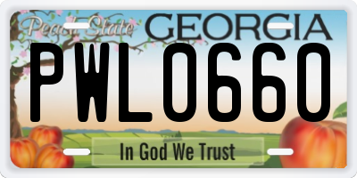 GA license plate PWL0660