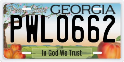 GA license plate PWL0662