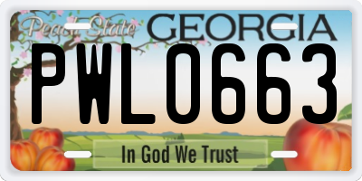 GA license plate PWL0663
