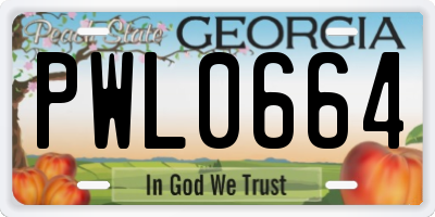 GA license plate PWL0664