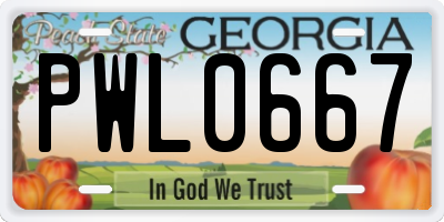 GA license plate PWL0667