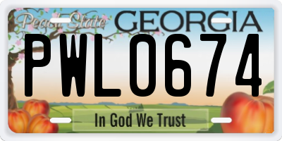 GA license plate PWL0674