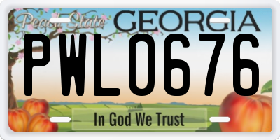 GA license plate PWL0676
