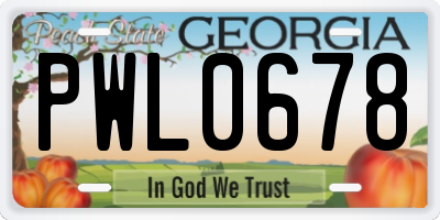 GA license plate PWL0678