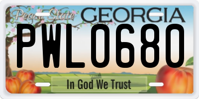 GA license plate PWL0680