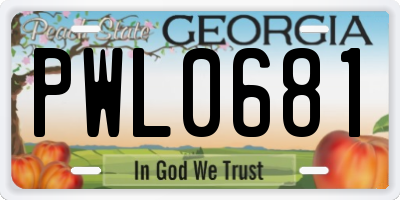GA license plate PWL0681