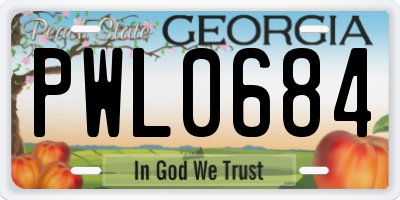 GA license plate PWL0684