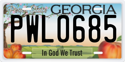 GA license plate PWL0685